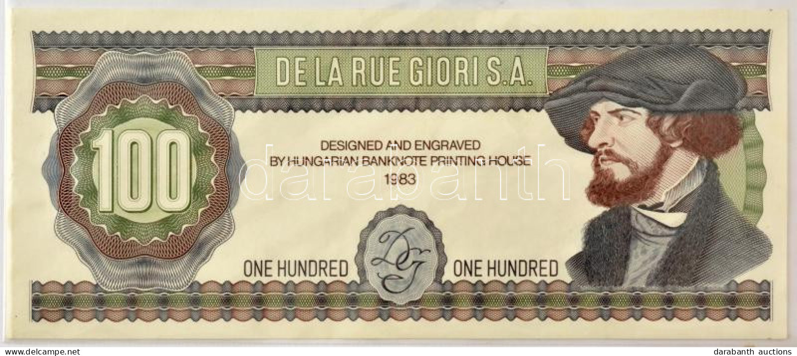 1983. "100" Névértékű, A De La Rue Cég Számára Készített Un. "05-ös Próba Forma", "Designed And Engraved By Hungarian Ba - Zonder Classificatie