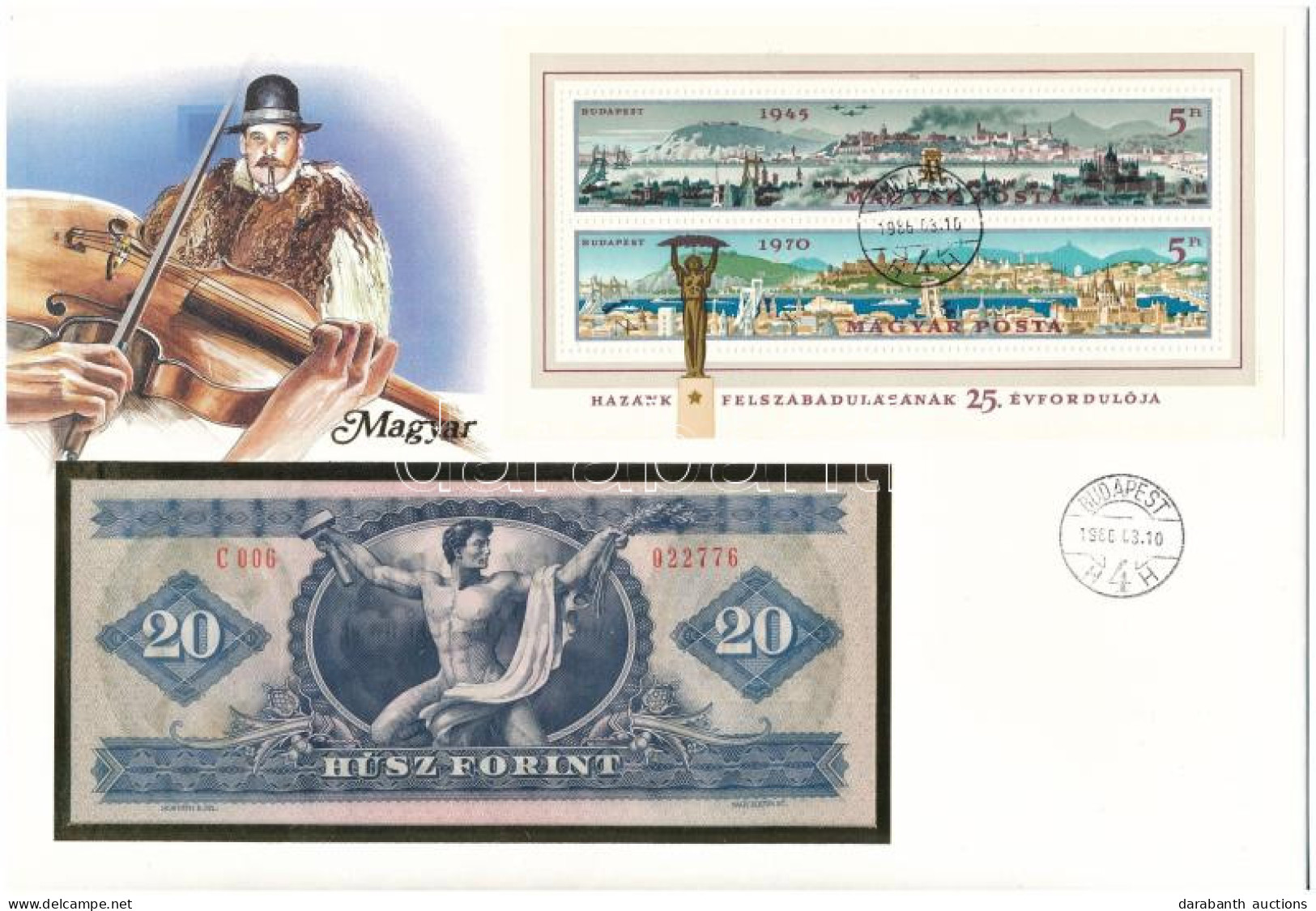 Magyarország 1980. 20Ft Felbélyegzett Borítékban, Bélyegzéssel T:UNC  Hungary 1980. 20 Forint In Envelope With Stamp And - Unclassified