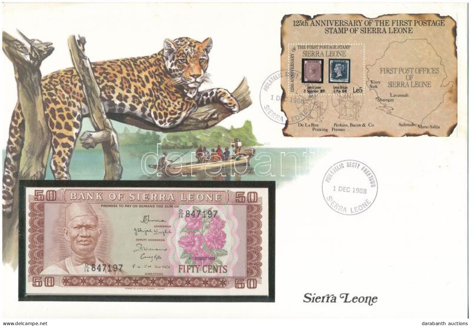 Sierra Leone 1984. 50c Felbélyegzett Borítékban, Bélyegzéssel T:UNC  Sierra Leone 1984. 50 Cents In Envelope With Stamp  - Unclassified