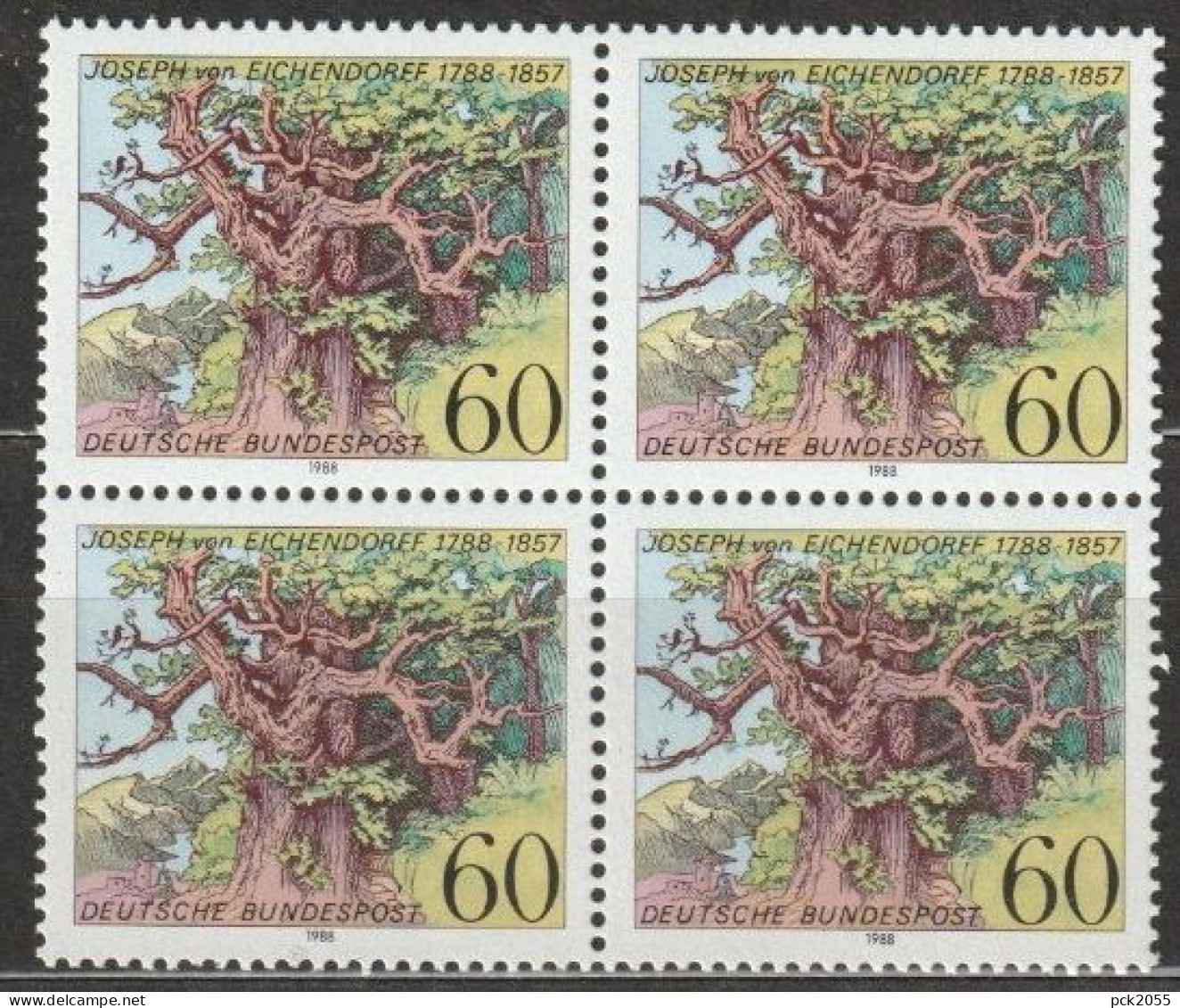 BRD 1988 MiNr.1356 4er Block** Postfrisch 200.Geb.Joseph Von Eichendorff ( 6005 ) - Ungebraucht