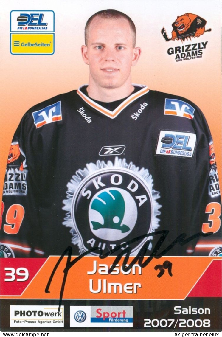 Autogramm Eishockey AK Jason Ulmer Grizzly Adams Wolfsburg 07-08 Grizzlys EHC Black Wings Linz Rauma Hannover Scorpions - Wintersport