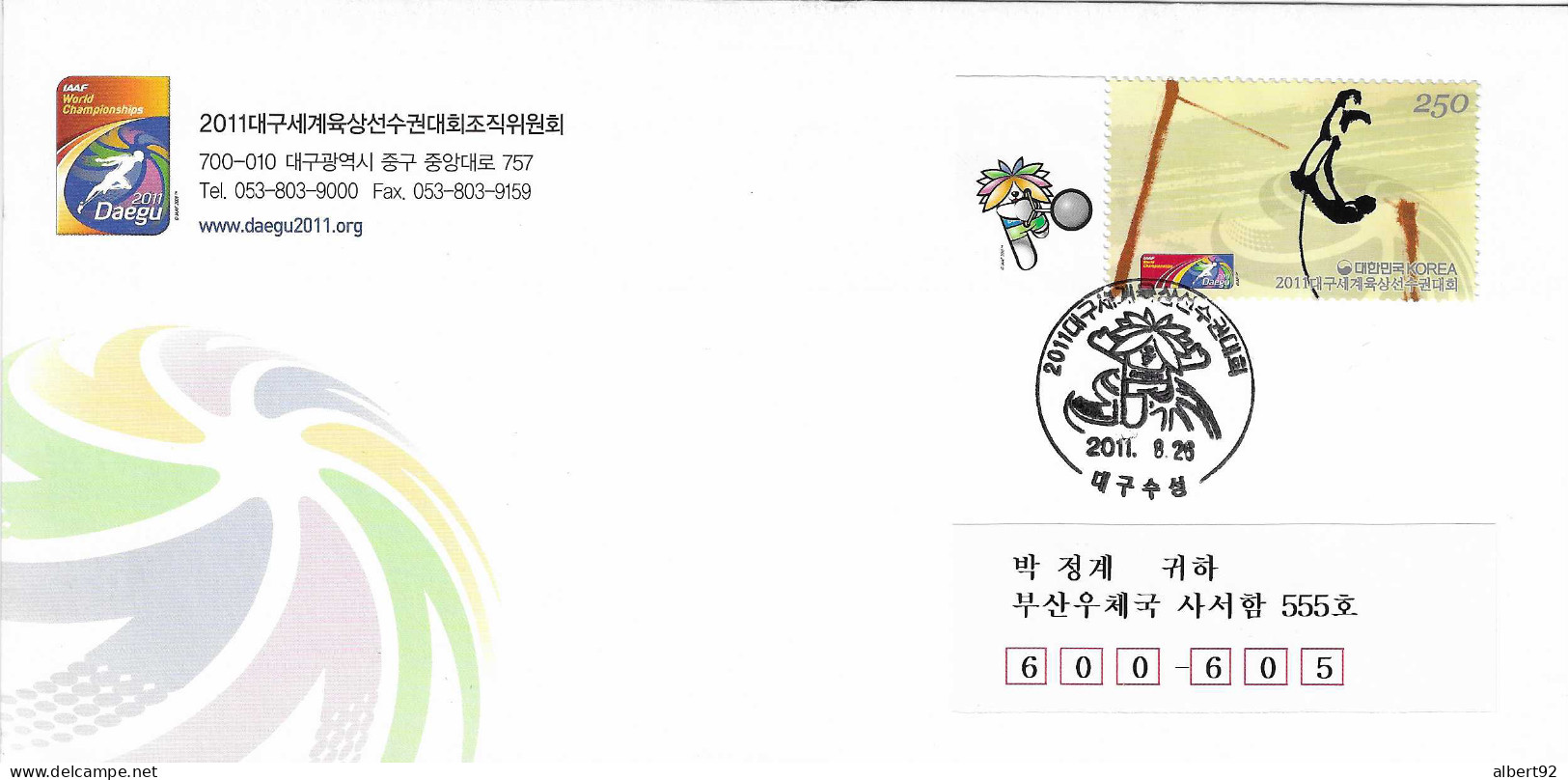 2011 Championnats Du Monde D'Athlétisme En Corée Du Sud (Daegu); Saut à La Perche (lettre Du Comité D'Organisation) - Atletismo