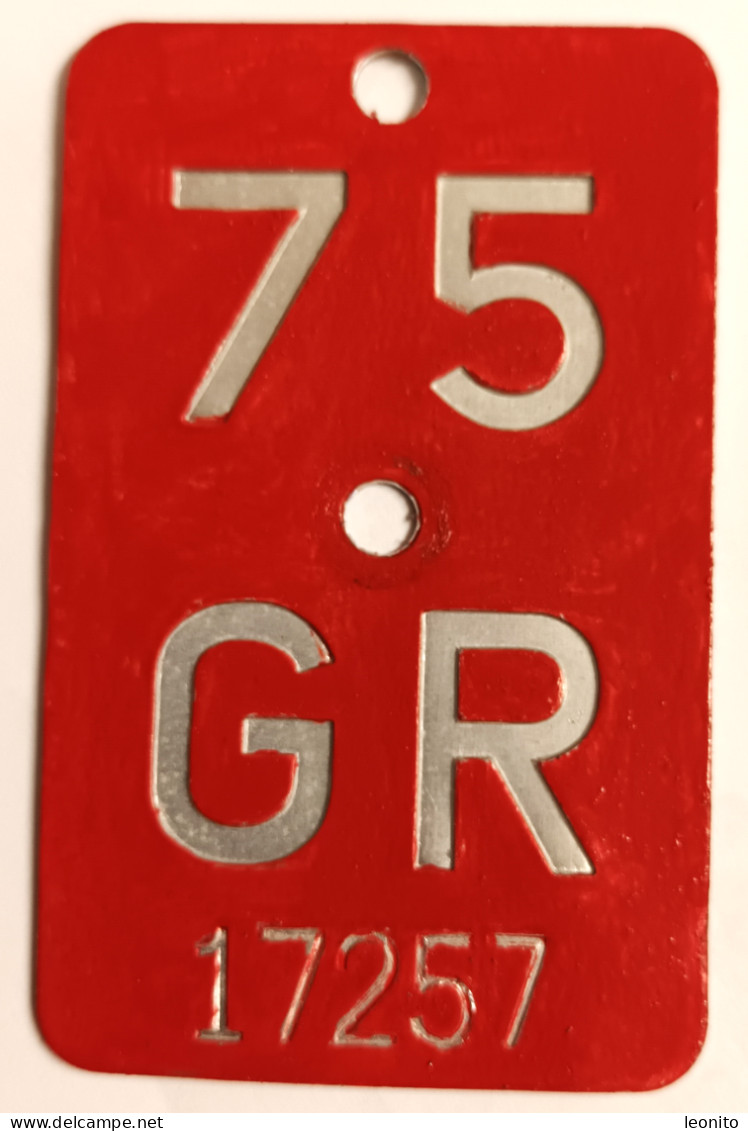 Velonummer Graubünden GR 75 - Kennzeichen & Nummernschilder
