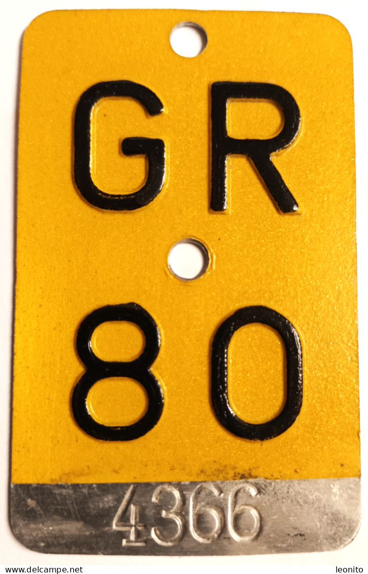 Velonummer Mofanummer Graubünden GR 80 - Number Plates