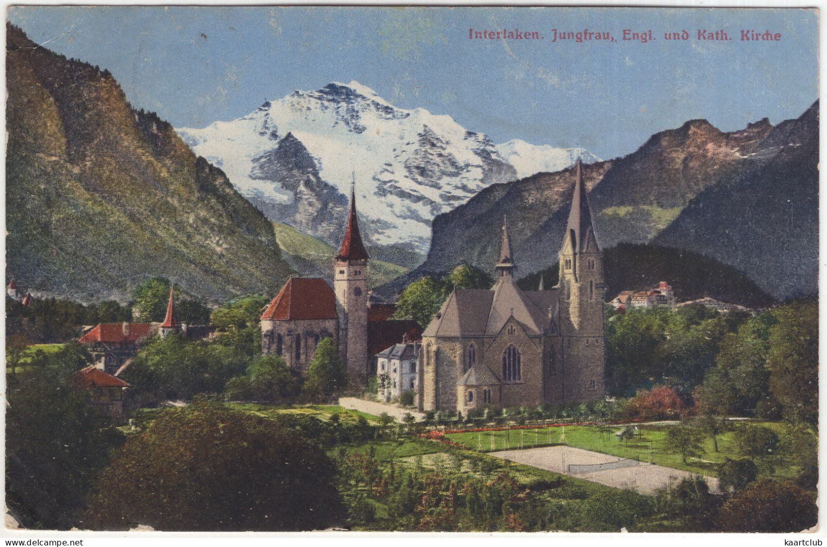 Interlaken. Jungfrau, Engl. Und Kath. Kirche  - (Schweiz/Suisse/Switzerland) - Tennis Court - Interlaken