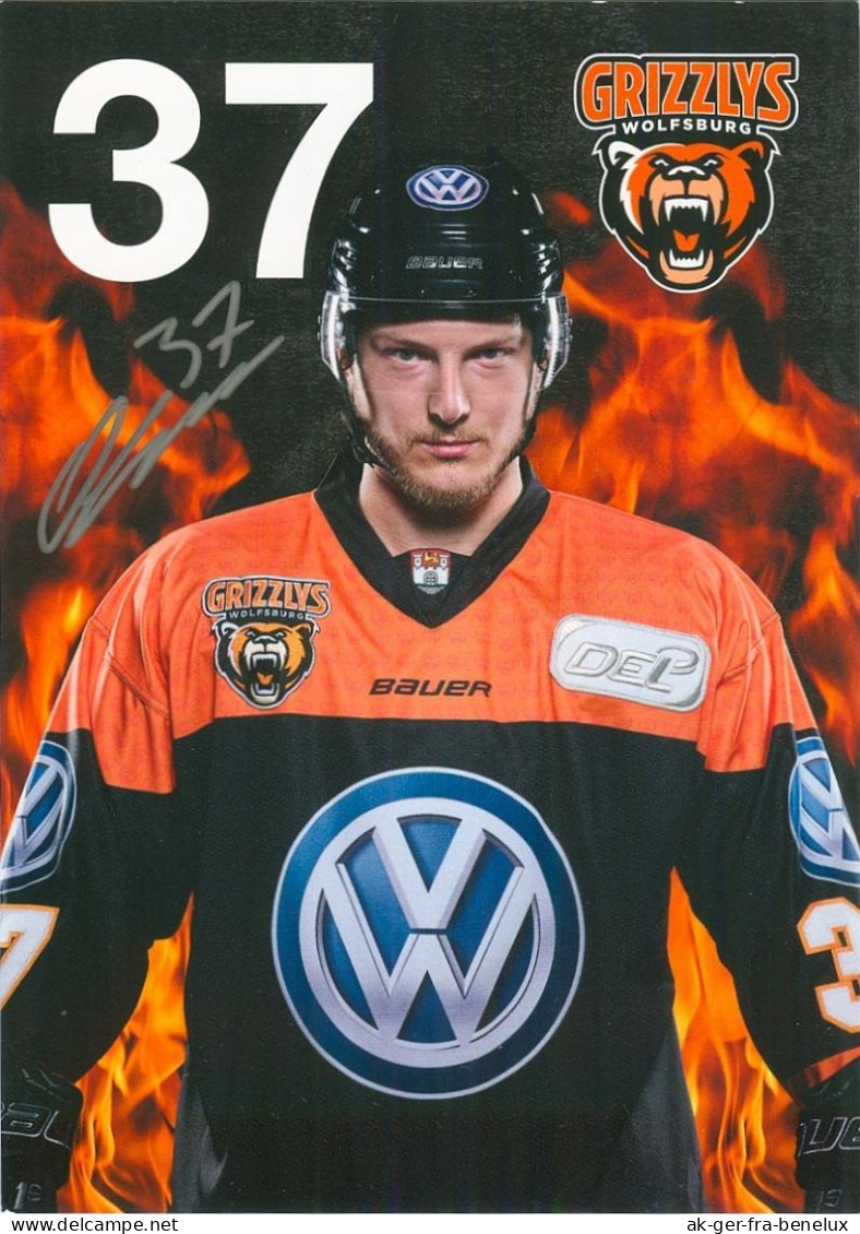 Autogramm Eishockey AK Marcel Ohmann Grizzlys Wolfsburg 18-19 Neuss Adams Kölner EC Haie Bremerhaven Deutschland Hockey - Winter Sports