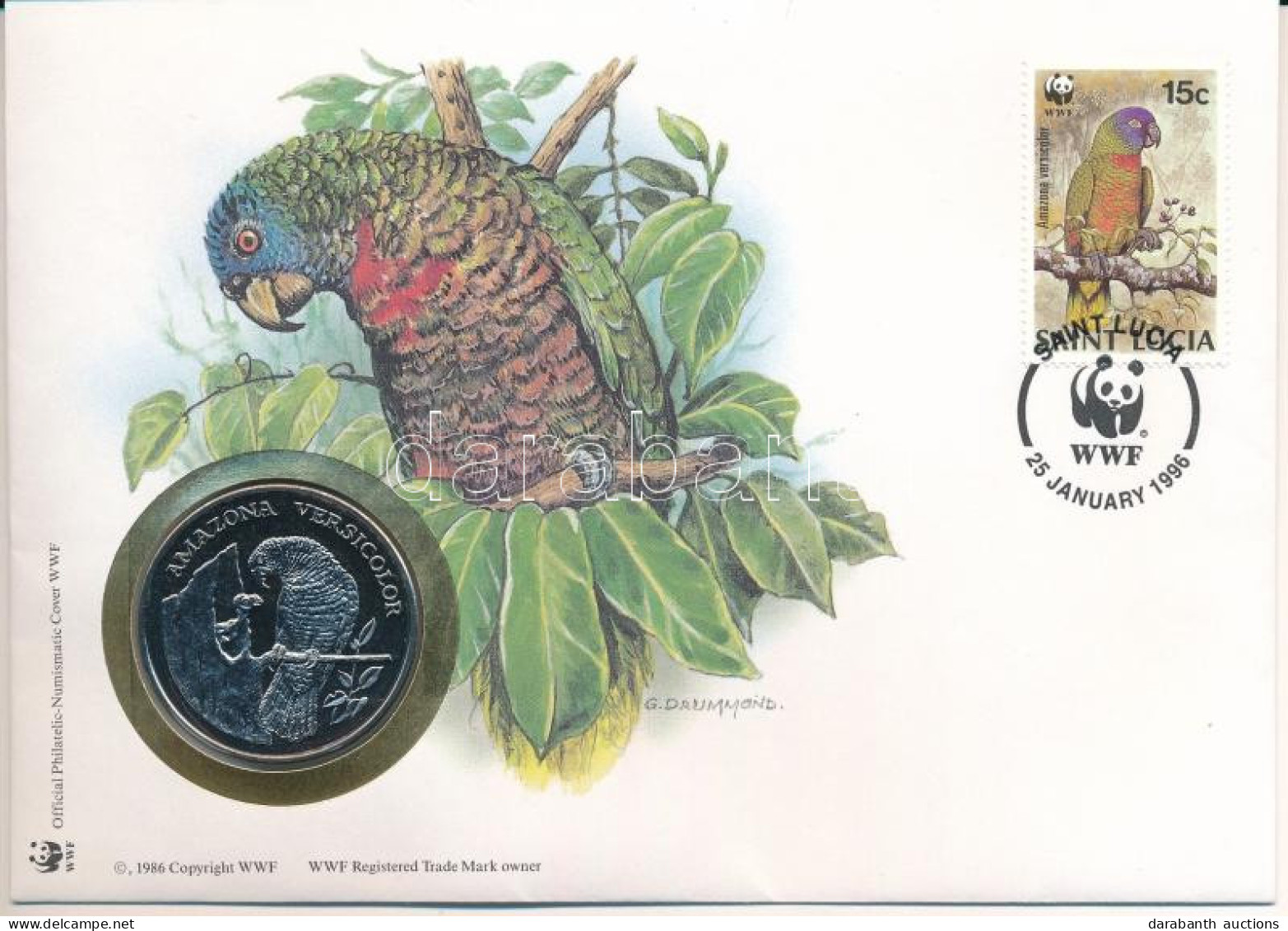 Santa Lucia DN (1991) "A Világ Vadvédelmi Alap (WWF) 30. évfordulója - Amazona Versicolor (Kékmaszkos Amazon)" Kétoldala - Ohne Zuordnung