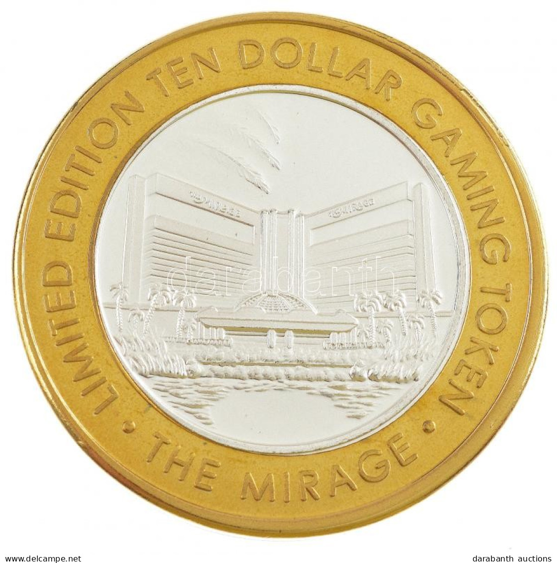 Amerikai Egyesült Államok / Las Vegas 2000. 10$ "Millennium" Ag Kaszinózseton Sárgaréz Gyűrűben (br.37,60g/0.999/43mm) T - Non Classés