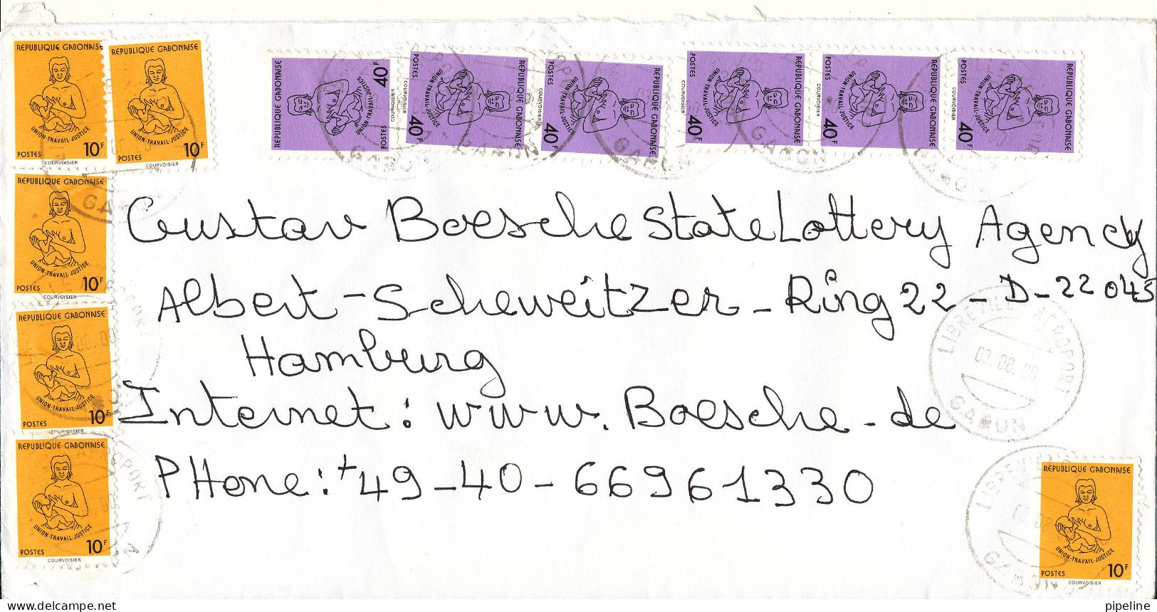 Gabon Air Mail Cover Sent To Germany 3-8-2000 - Gabón (1960-...)