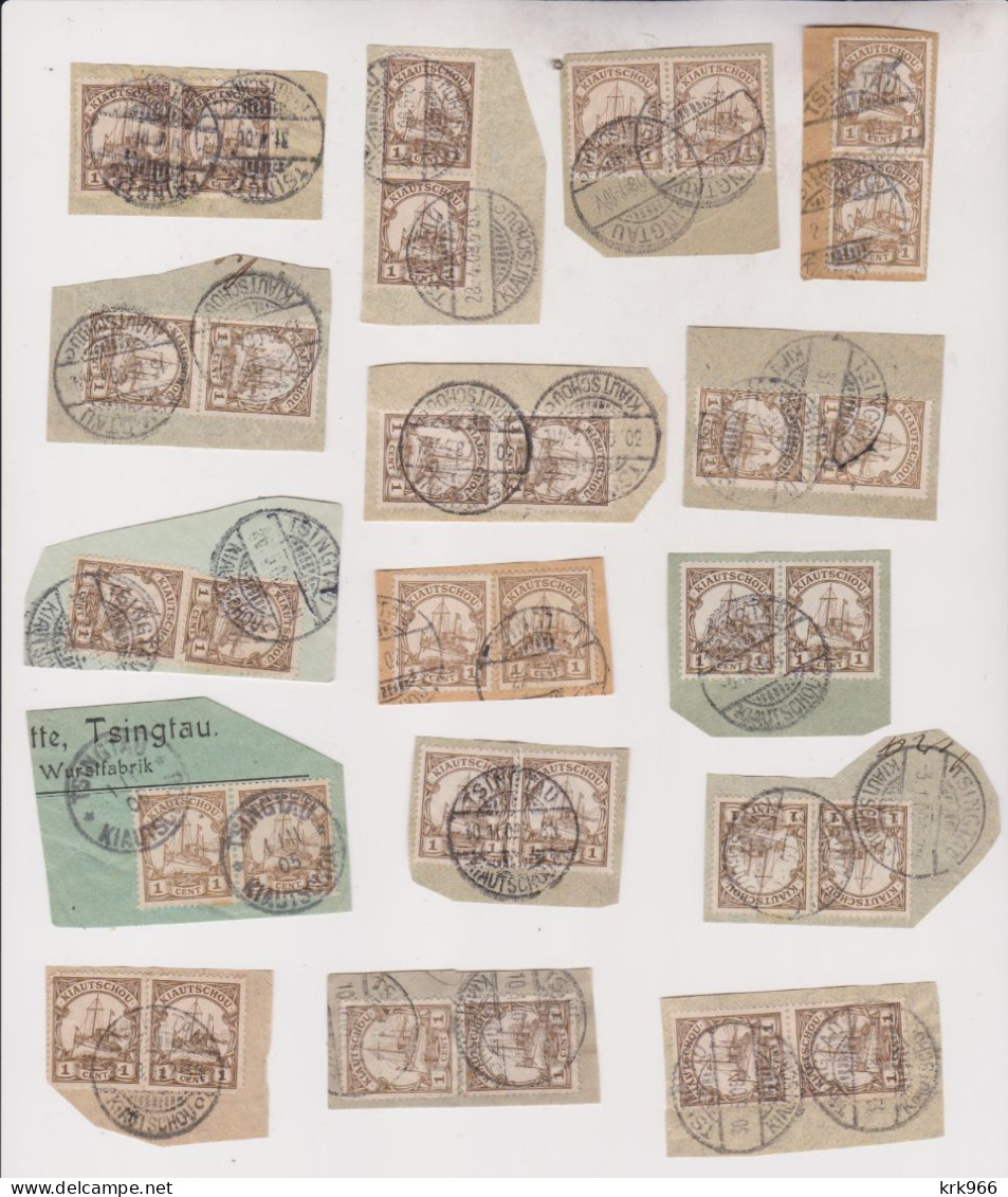 GERMANY CHINA TSINGTAU KIAUTSCHOU Nice Lot Stamps Used On Pieces - China (oficinas)