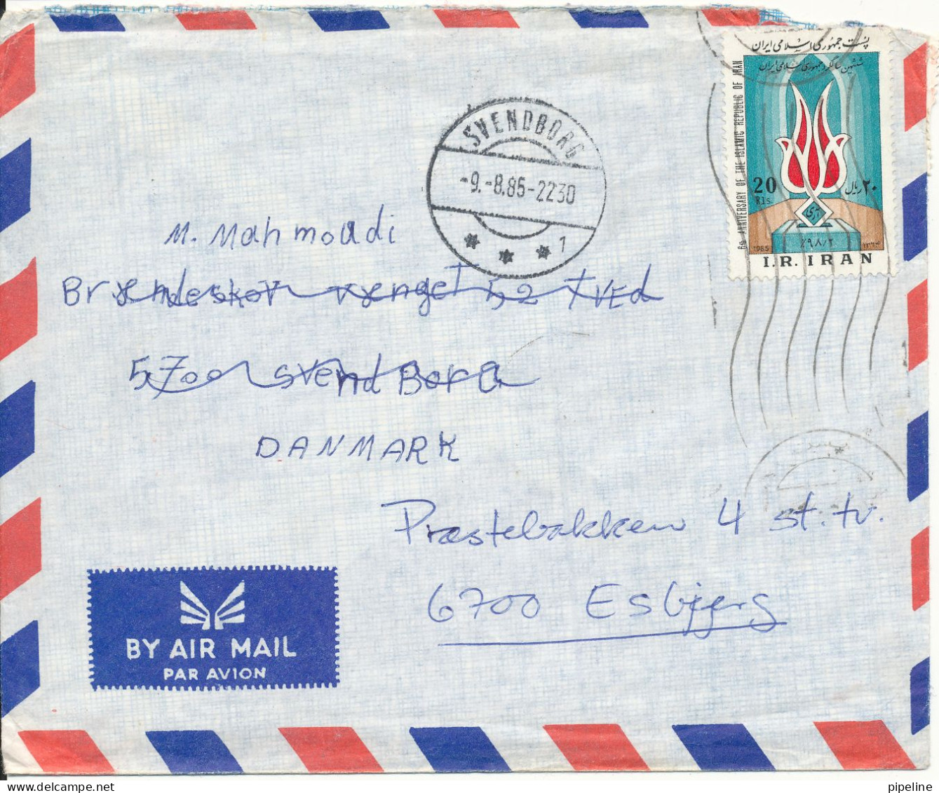 Iran Air Mail Cover Sent To Denmark 1985 Also With Stamps On The Backside Of The Cover - Irán