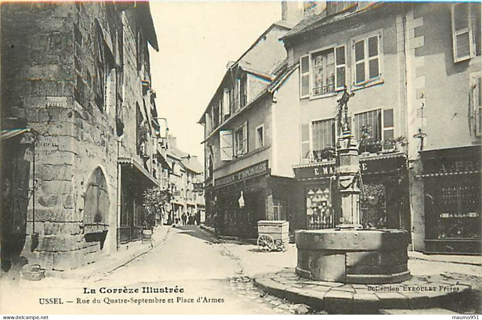 19 USSEL - RUE DU QUATRE SEPTEMBRE ET PLACE D'ARMES - Ussel