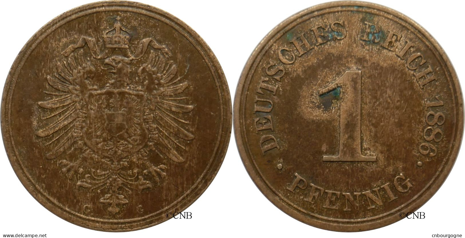 Allemagne - Empire - Guillaume Ier - 1 Pfennig 1886 G - TTB+/AU50 Taches - Très Rare - Mon5177 - 1 Pfennig