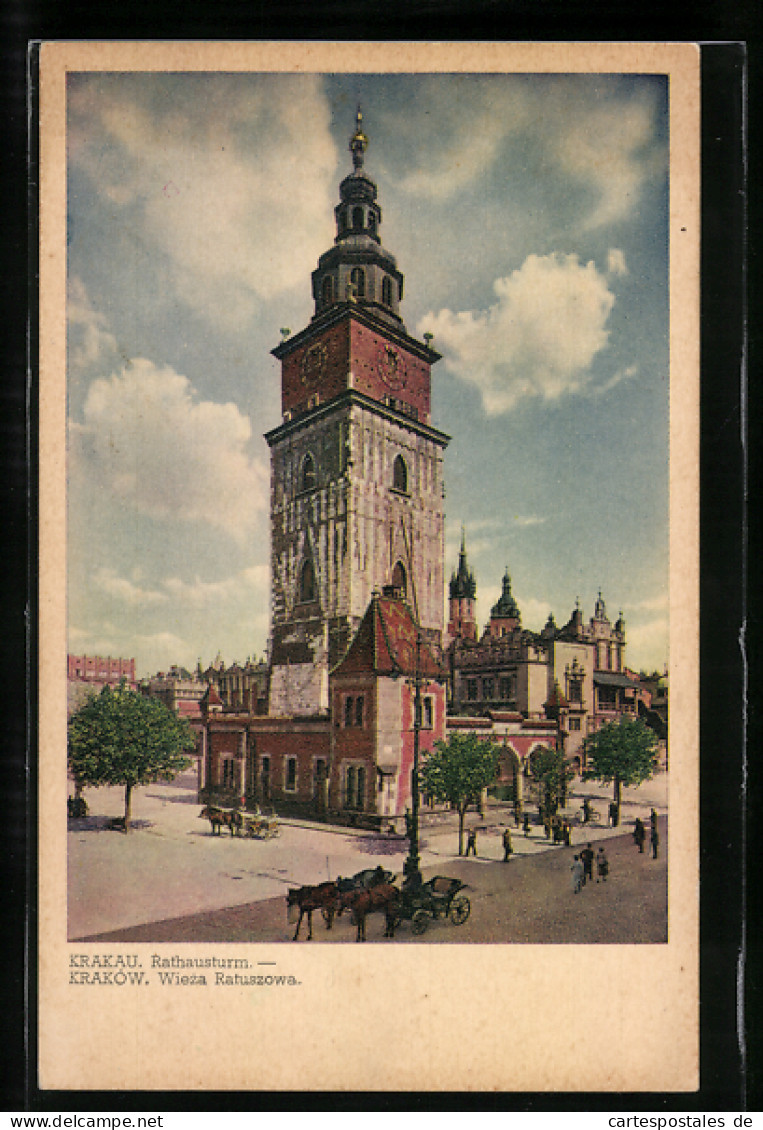 AK Krakau-Krakow, Rathausturm, Wieza Ratuszowa  - Polen