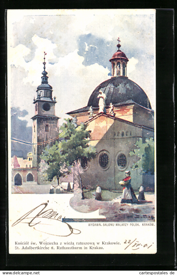 AK Kraków, St. Adalbertkirche Und Rathausturm  - Polen