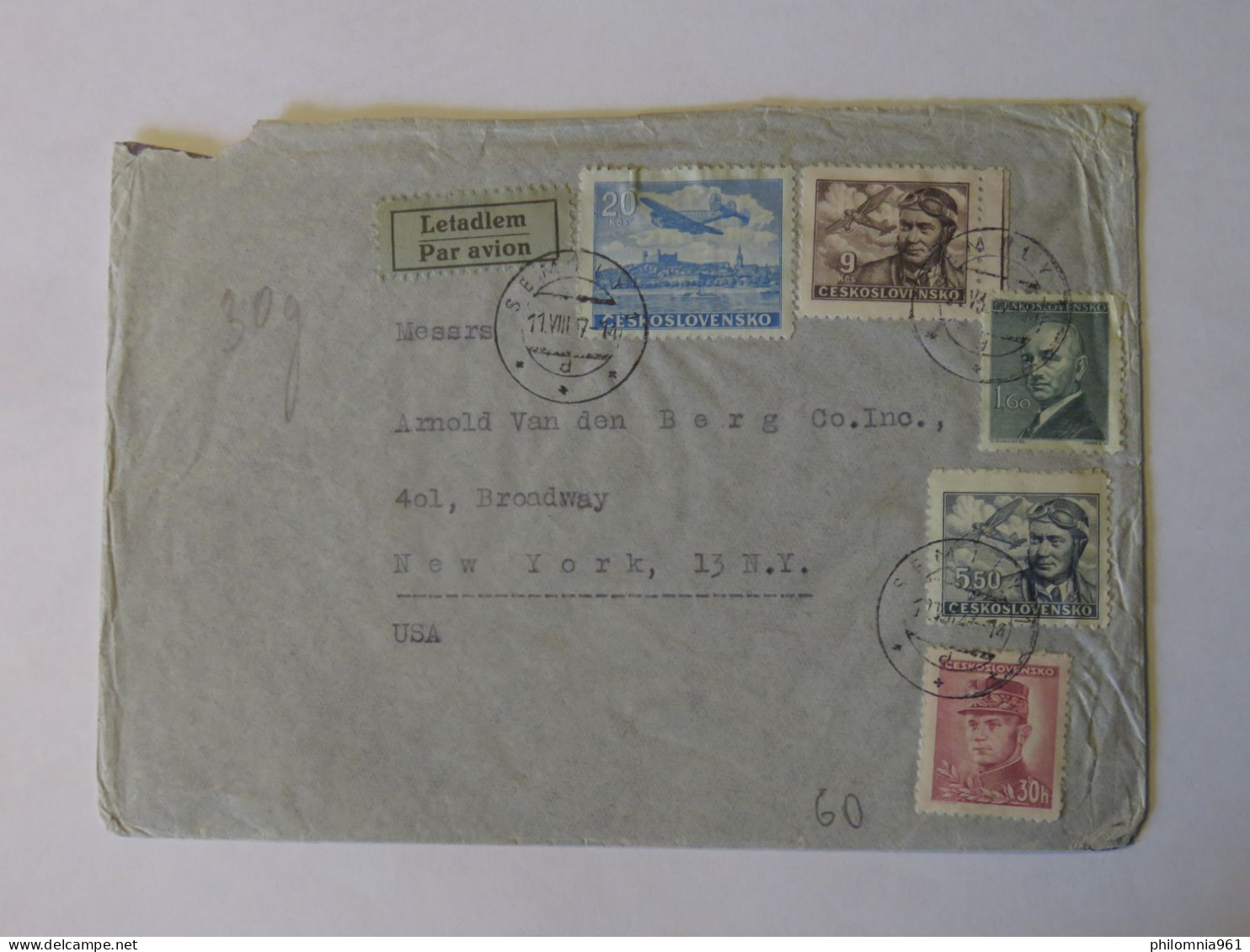 CZECHOSLOVAKIA  AIRMAIL COVER TO UNITED STATES - Sonstige & Ohne Zuordnung