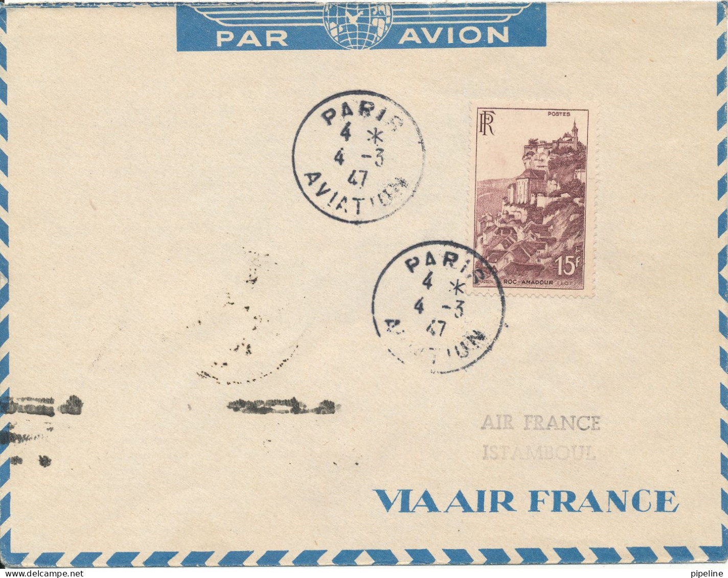 France First Flight Cover Paris - Istanbul 4-3-1947 - Cartas & Documentos