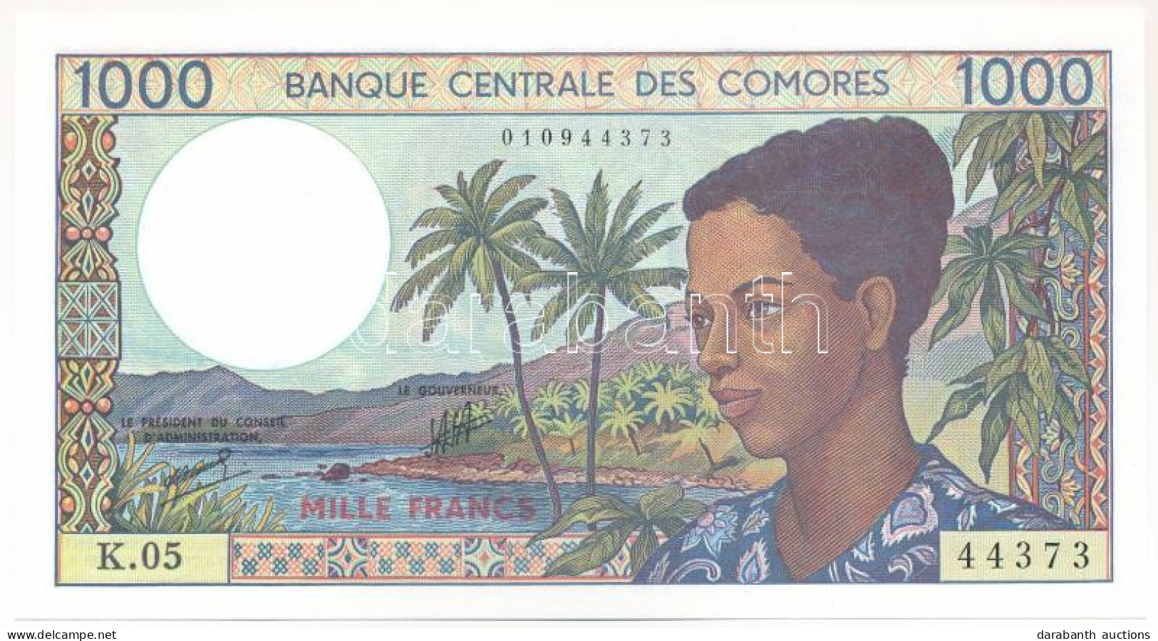 Comore-szigetek DN (1994.) 1000Fr T:UNC,AU Comoro Islands ND (1994.) 1000 Francs C:UNC,AU Krause P#11b - Unclassified