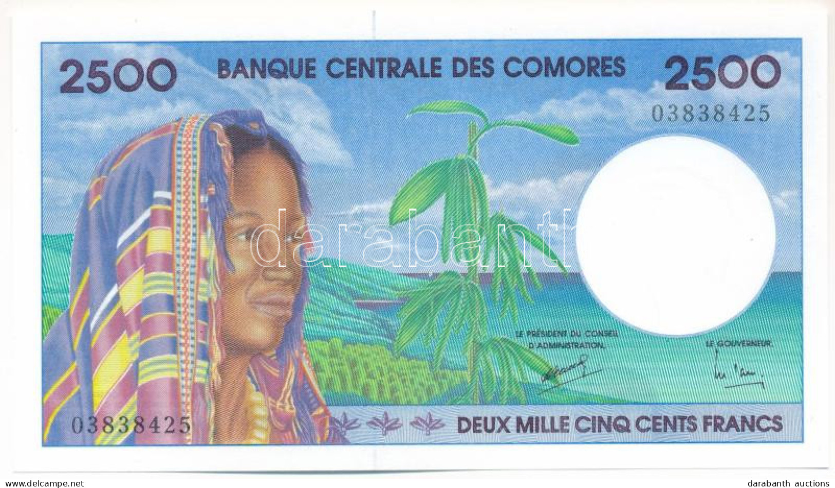Comore-szigetek DN (1997-2005) 2500Fr T:AU Comoro Islands ND (1997-2005) 2500 Francs C:AU Krause P#13 - Sin Clasificación