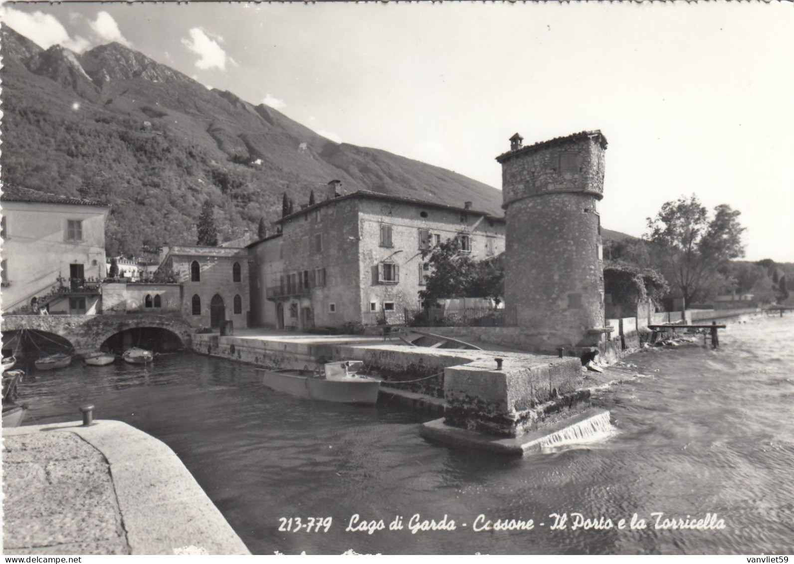 CASSONE-MALCESINE-VERONA-LAGO DI GARDA-IL PORTO E LA TORRICELLA-CARTOLINA VERA FOTOGRAFIA VIAGG. IL 19-7-1964 - Verona