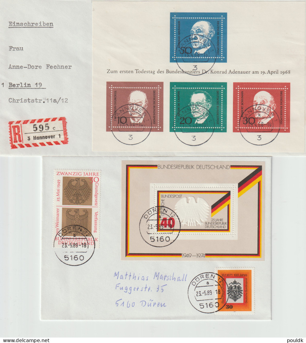 Ten Covers Franked With Souvenir Sheets. Postal Weight 0,099 Kg. Please Read Sales Conditions Under Image Of - Collections (without Album)