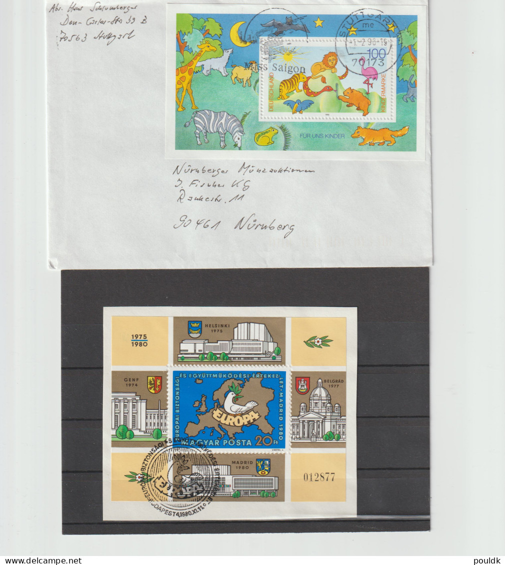 Ten Covers Franked With Souvenir Sheets. Postal Weight 0,099 Kg. Please Read Sales Conditions Under Image Of - Collezioni (senza Album)