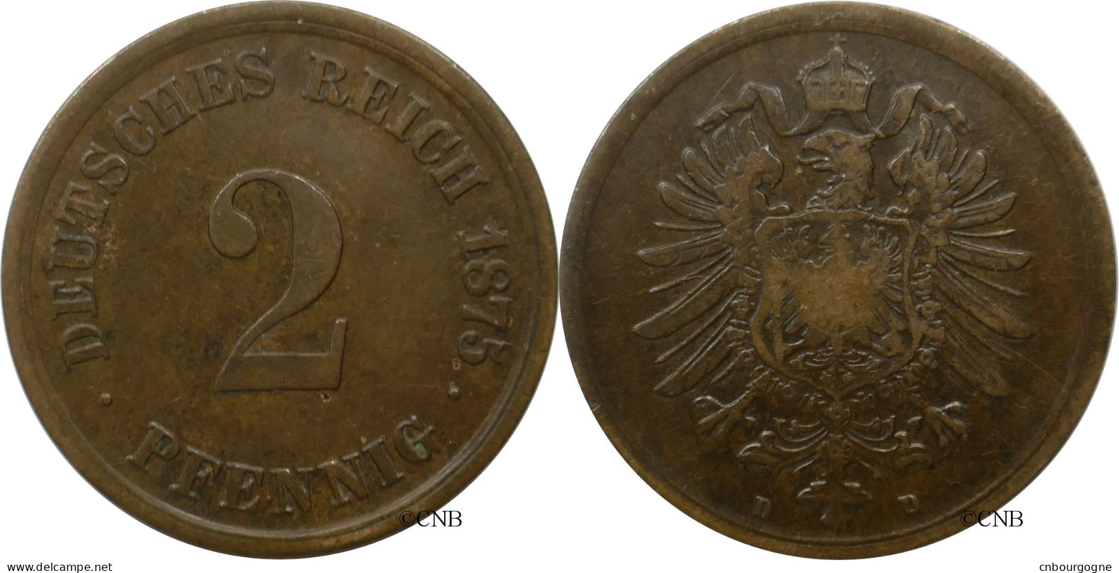 Allemagne - Empire - Guillaume Ier - 2 Pfennig 1875 D - TTB/XF40 - Mon5179 - 2 Pfennig