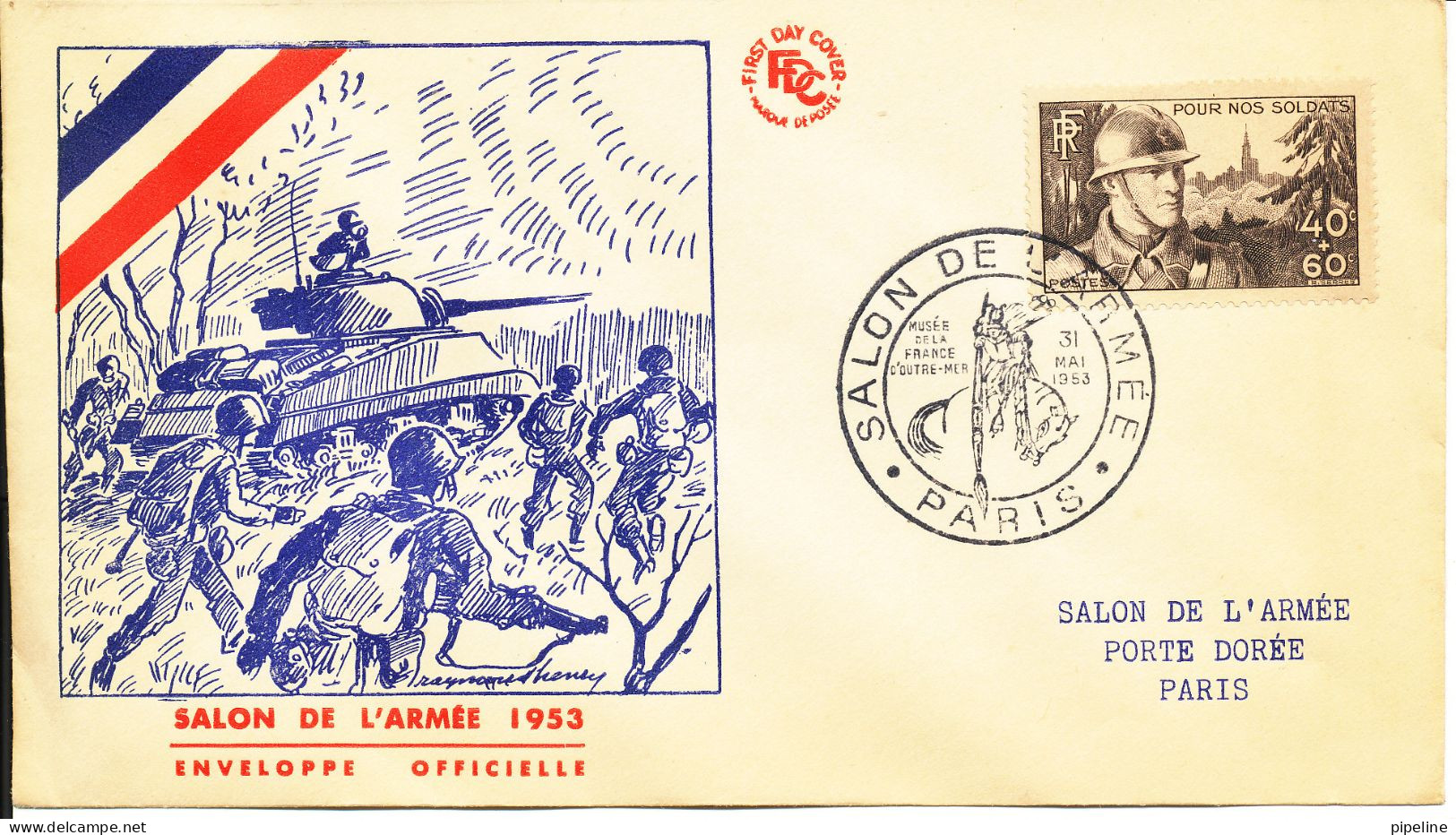 France Cover Paris 31-5-1953 Salon De L'armee With Cachet - Storia Postale