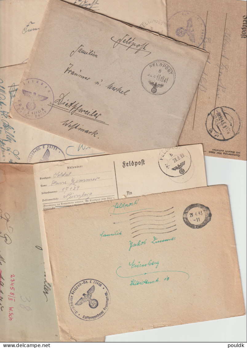 50 German Feldpost Covers From World War 2 From/to Fronts. Many Has Letters. Postal Weight 0,340 Kg. Please - Militares