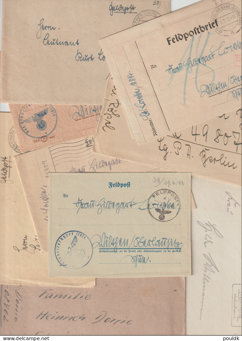 50 German Feldpost Covers From World War 2 From/to Fronts. Many Has Letters. Postal Weight 0,340 Kg. Please - Militares