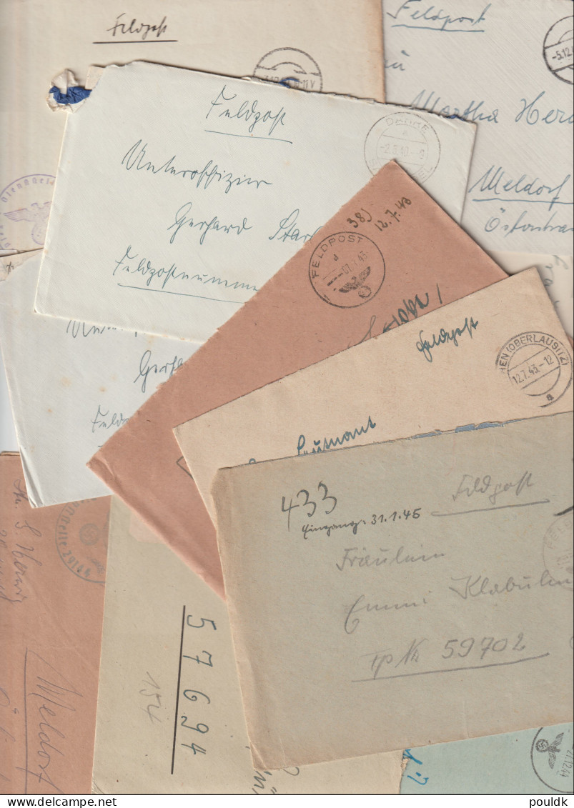 50 German Feldpost Covers From World War 2 From/to Fronts. Many Has Letters. Postal Weight 0,340 Kg. Please - Militaria