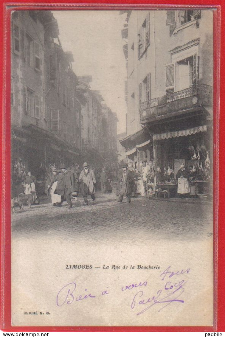 Carte Postale 87. Limoges  Rue De La Boucherie  Très Beau Plan - Limoges