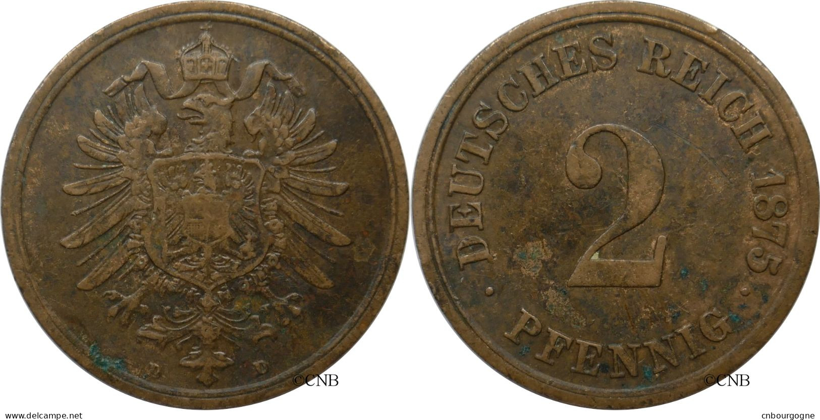 Allemagne - Empire - Guillaume Ier - 2 Pfennig 1875 D - TTB/XF45 - Mon5180 - 2 Pfennig