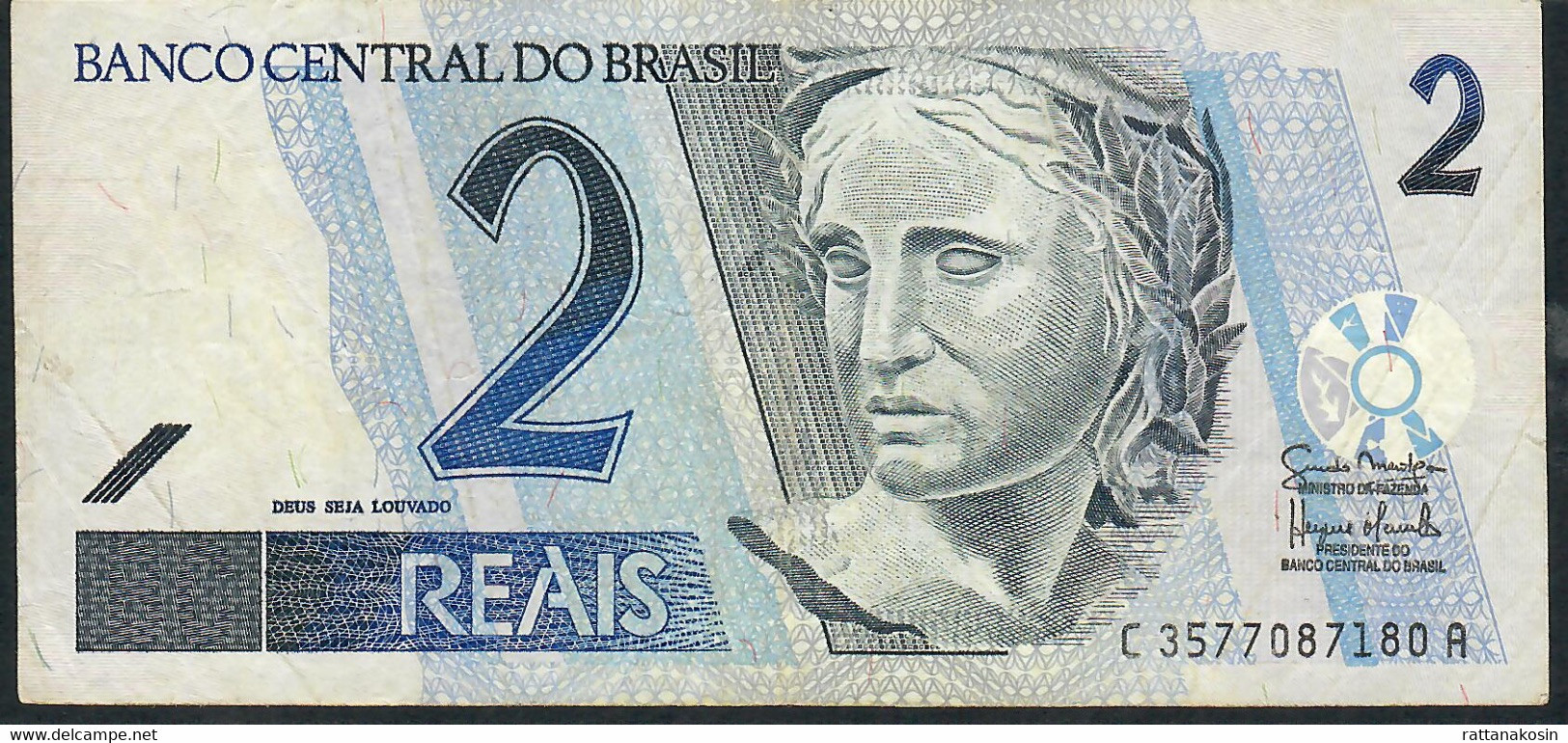 BRAZIL P249f  2 REAIS ND #C/A Signature 28b   XF - Brazil