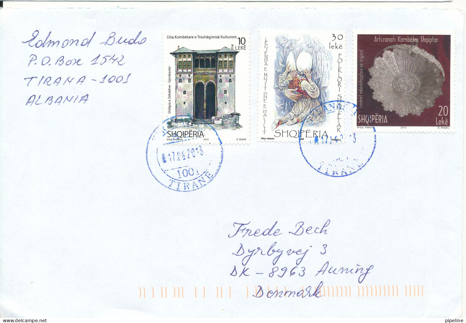 Albania Cover Sent To Denmark 17-6-2013 With More Topic Stamps - Albania