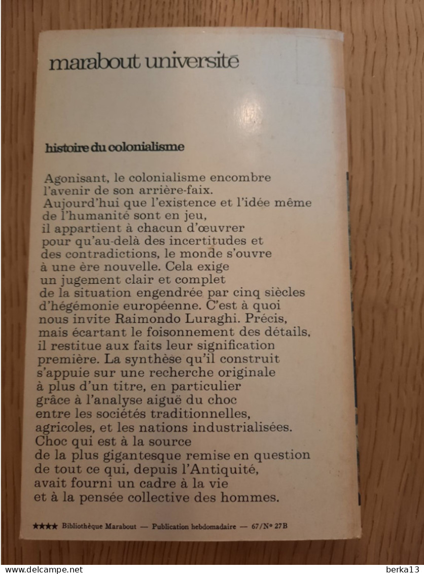 Histoire Du Colonialisme LURAGHI 1967 - Histoire