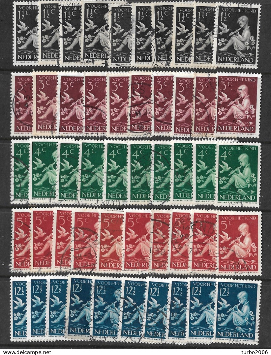 1938 Kinderzegels 10 X Gestempelde Serie  NVPH 313 / 317 - Used Stamps