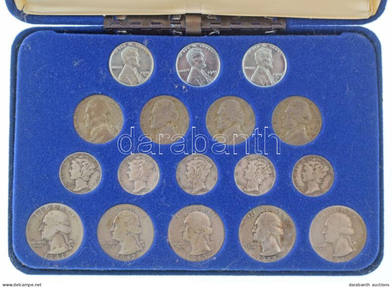 Amerikai Egyesült Államok 1941-1945. 17db-os Forgalmi érmékből álló Gyűjtemény, Viseltes "World War II Coinage Collectio - Non Classés