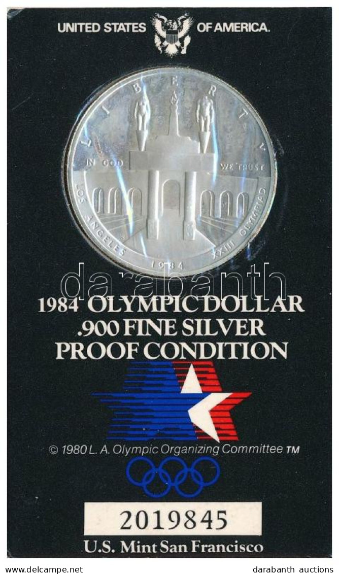 Amerikai Egyesült Államok 1984S 1$ Ag "XXIII. Nyári Olimpiai Játékok, Los Angeles" Eredeti, Sorszámozott Karton Díszcsom - Unclassified