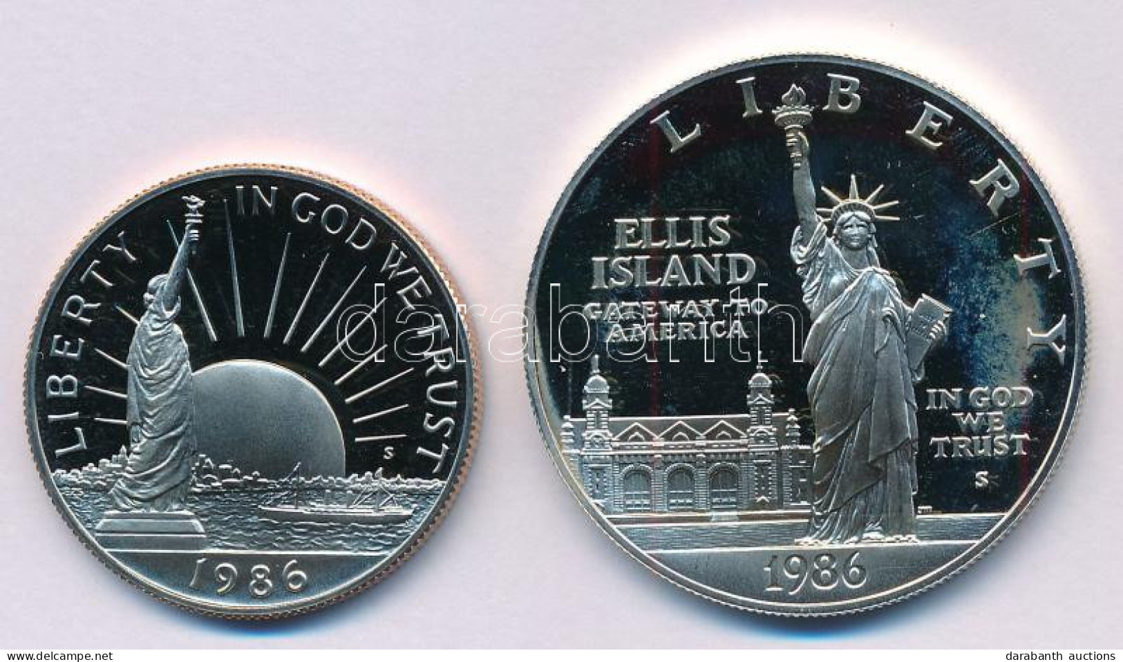 Amerikai Egyesült Államok 1986S 1/2$ Cu-Ni "Bevándorlók Nemzete" + 1986S 1$ Ag "Szabadság-szobor, Ellis-sziget" Mindkett - Ohne Zuordnung