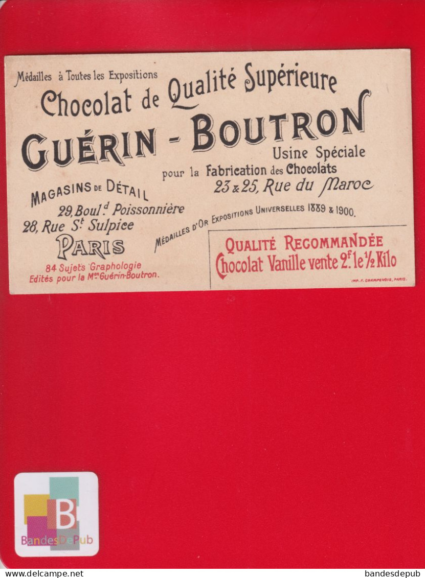 GUERIN BOUTRON Chromo Champenois Graphologie écriture Langage Correction Gendarme Gare Chef Gare Ponctualité Horloge - Guérin-Boutron