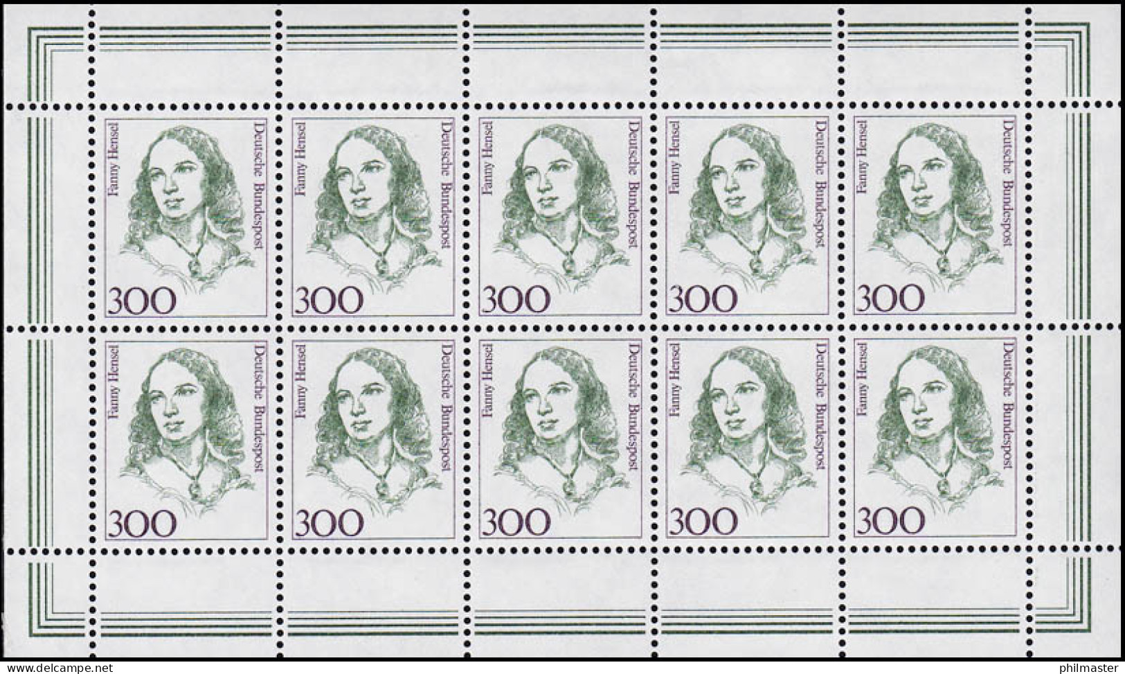 1433 Frauen 300 Pf. Musikerin Fanny Hensel - 10er-Bogen ** Postfrisch - 1991-2000