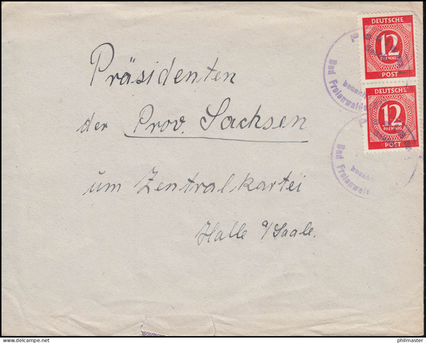 Gebühr-bezahlt-Stempel Bad Freienwalde Auf Brief Mit 2mal 919 Ziffer, Um 1946 - Altri & Non Classificati