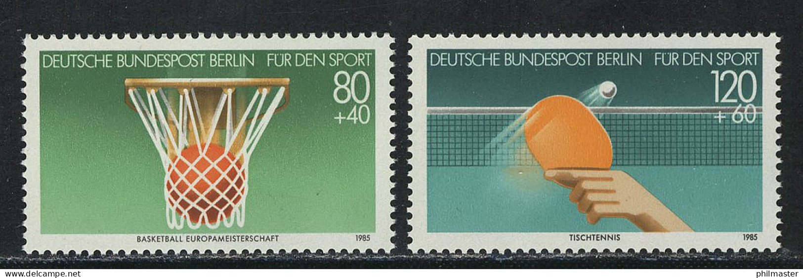 732-733 Sporthilfe: Basketball Und Tischtennis 1985, Satz ** - Nuevos