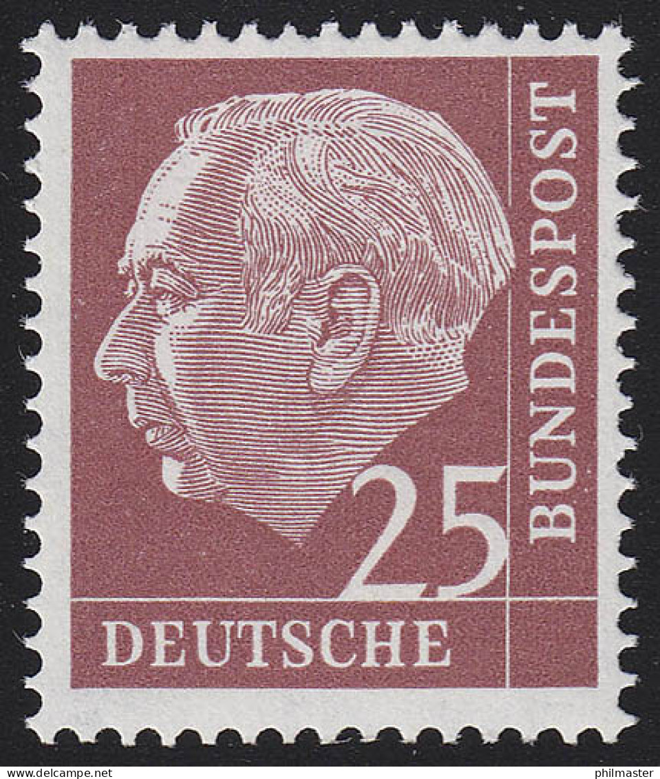 186x Ww Heuss 25 Pf Glatte Gummierung ** Postfrisch - Unused Stamps