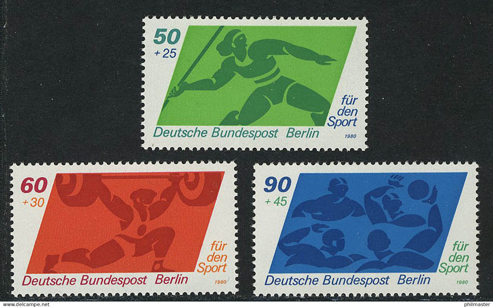 621-623 Sporthilfe Speerwerfen Gewichtheben Wasserball 1980, Satz ** - Nuevos