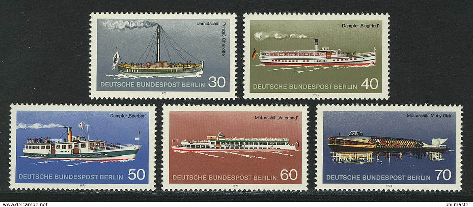 483-487 Personenschiffahrt: Dampfer Und Motorschiffe 1975, Satz ** - Unused Stamps