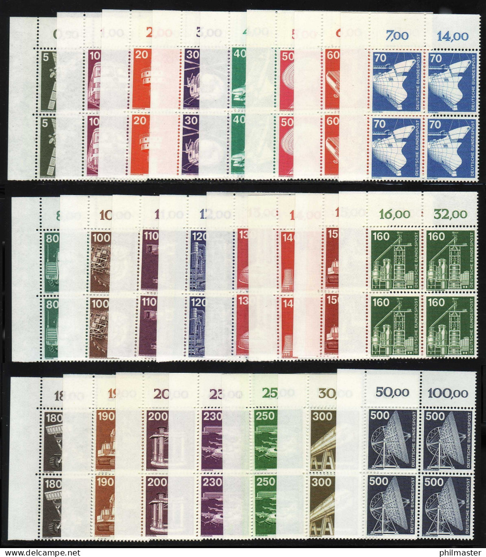 846 Ff IuT 23 Werte, Eckrand-Viererblöcke O.l., Satz ** - Unused Stamps