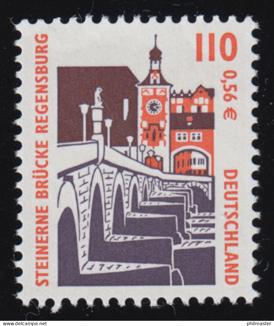 2140A Sehenswürdigkeiten 110 Pf / 0,56 Euro Steinerne Brücke Regensburg, ** - Neufs