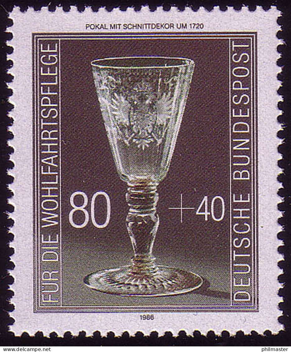 1298 Wohlfahrt Kostbare Gläser 80+40 Pf ** Postfrisch - Unused Stamps